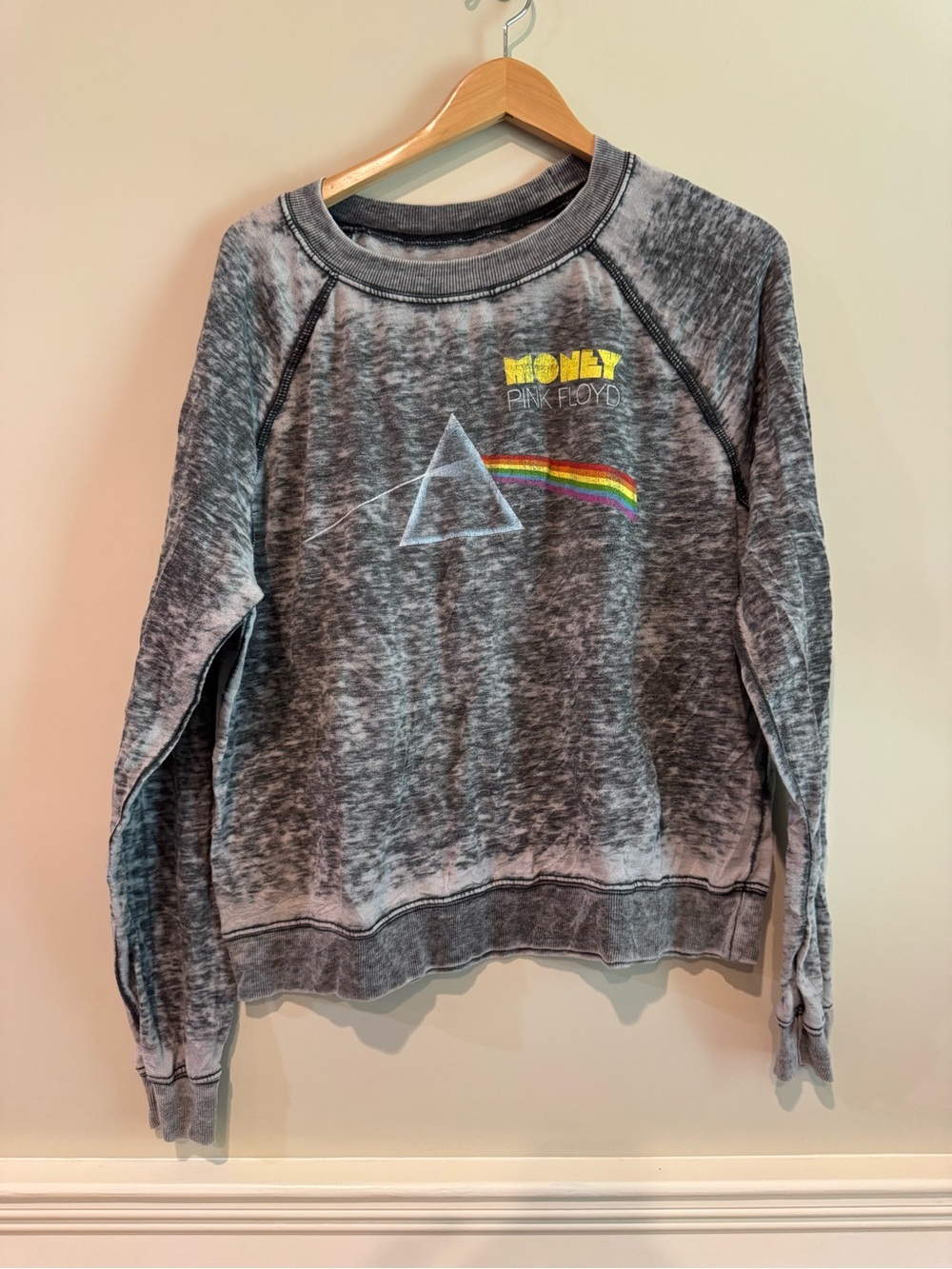 Recycled Karma Black Gray Pink Floyd Logo Pullover